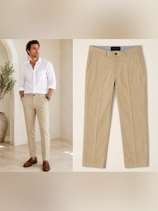 Banana Republic Other - Banana Republic Slim Tapered Fit Khaki Herringbone Dress Pants Mens 31x32 Preppy